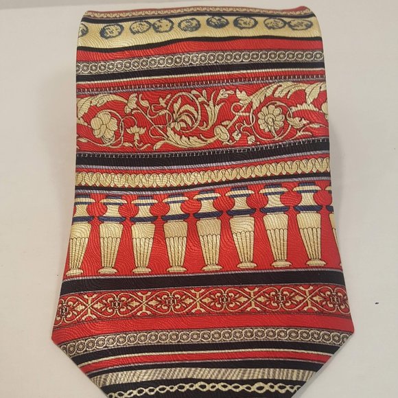 Silk Necktie w/Refined European Styling w/Red Gold Cream and Black Colors NWOT - Picture 5 of 5